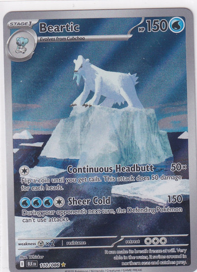 Pokemon Beartic 110/086 Black Bolt Illustration Rare