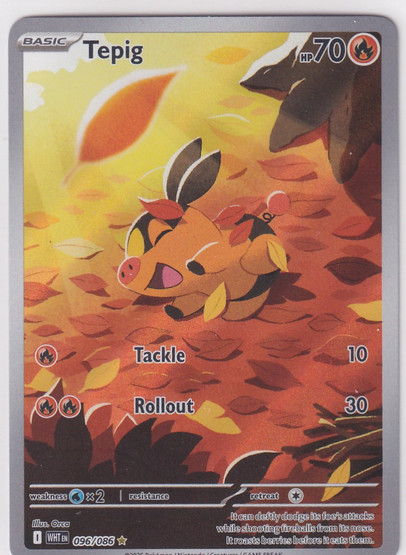 Pokemon Tepig 096/086 White Flare Illustration Rare 