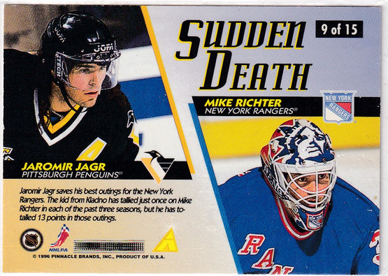  1996-97 Score Sudden Death #9 Mike Richter/Jaromir Jagr