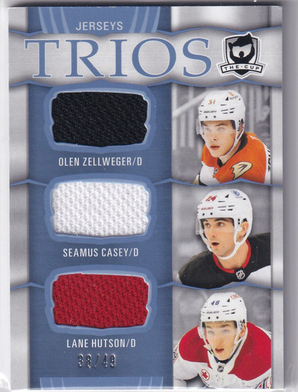  2024-25 The Cup Cup Trios Jerseys #C3ZCH Olen Zellweger/Seamus Casey/Lane Hutson RC /49