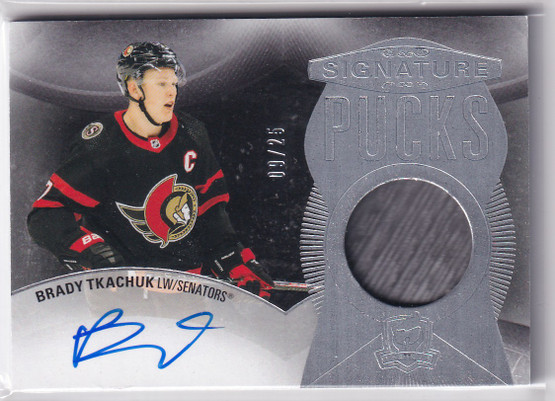  2024-25 The Cup Signature Pucks #SPBT Brady Tkachuk /25