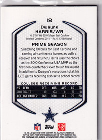  2011 Topps Prime Blue #18 Dwayne Harris RC /599