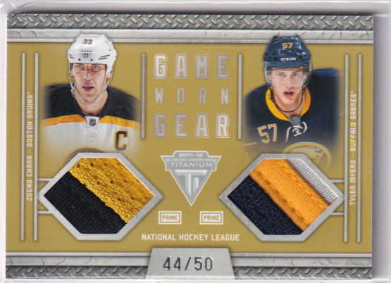  2011-12 Panini Titanium Game Worn Gear Dual Memorabilia Prime #32 Zdeno Chara/Tyler Myers/50