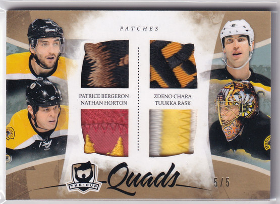  2010-11 The Cup Quads Patches #C4BRUINS Patrice Bergeron/Zdeno Chara/Nathan Horton/Tuukka Rask /5