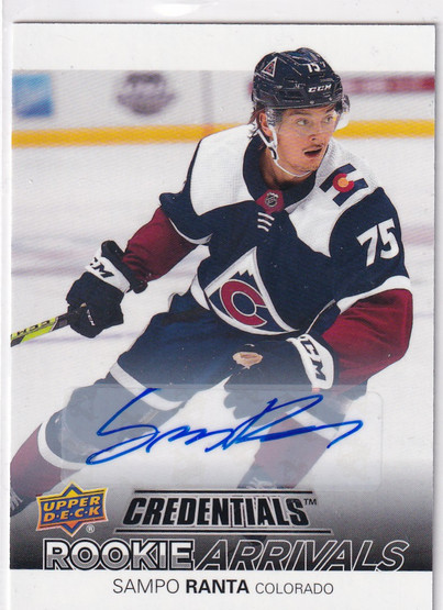  2021-22 Upper Deck Credentials Rookie Arrivals Autographs #RA42 Sampo Ranta E