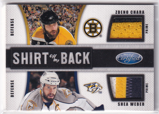 2011-12 Certified Shirt Off My Back Combos Autographs Prime #6 Shea Weber/Zdeno Chara /10