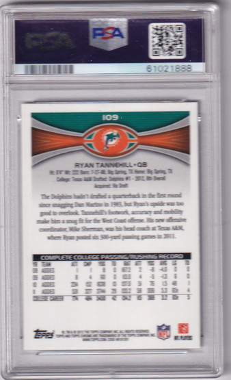  2012 Topps Chrome #109A Ryan Tannehill RC/holding football RC PSA 10