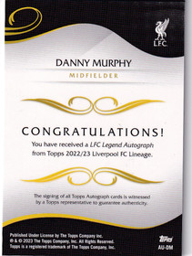2022-23 Topps Liverpool Lineage Legends Danny Murphy auto