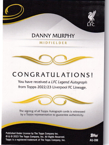 2022-23 Topps Liverpool Lineage Legends Danny Murphy auto