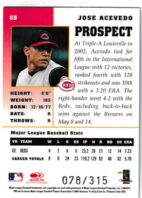  2003 Donruss Champions Autographs #69 Jose Acevedo/315