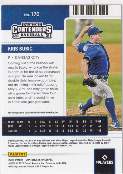  2021 Panini Contenders Draft Ticket Blue #170 Kris Bubic AU/30