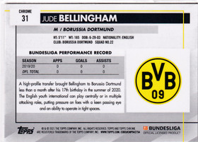 2020-21 Topps Chrome Bundesliga Jude Bellingham RC 