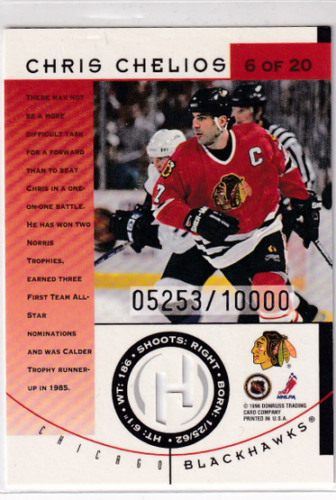  1996-97 Donruss Hit List #6 Chris Chelios /10000