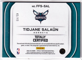  2024-25 Totally Certified Freshman Fabric Signatures Mirror Purple #6 Tidjane Salaun /49