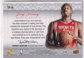  2008-09 SP Rookie Threads Signing Day #SDJD Joey Dorsey