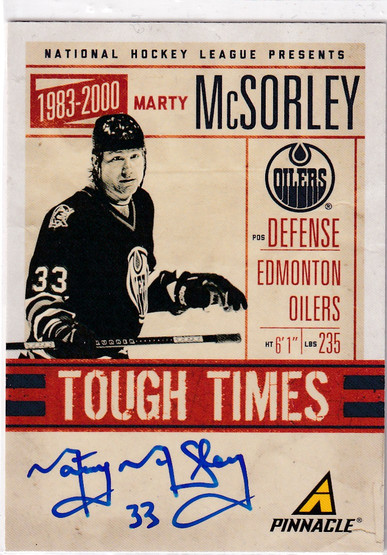  2011-12 Pinnacle Tough Times Autographs #5 Marty McSorley