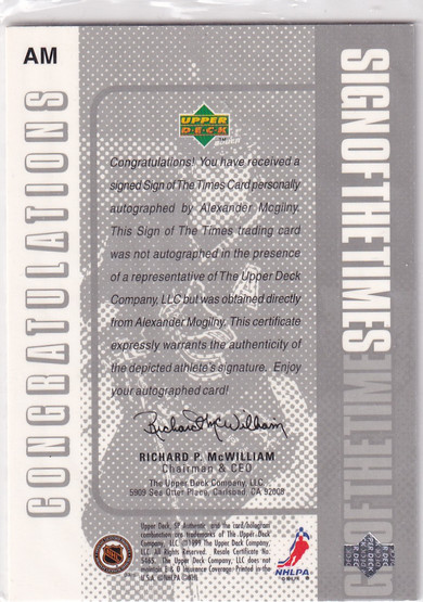  1998-99 SP Authentic Sign of the Times #AM Alexander Mogilny