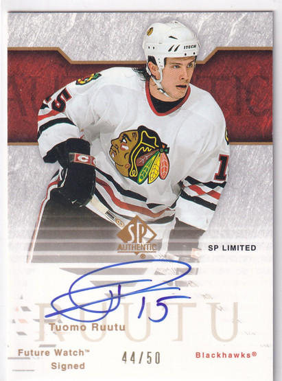  2003-04 SP Authentic Limited #139 Tuomo Ruutu AU RC /50