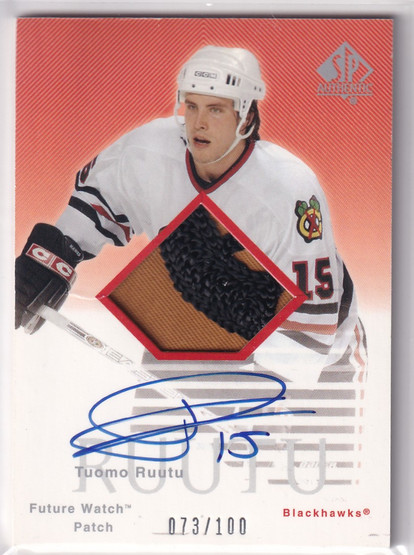 2003-04 SP Authentic Signed Patches Future Watch #TR Tuomo Ruutu /100 RC 2