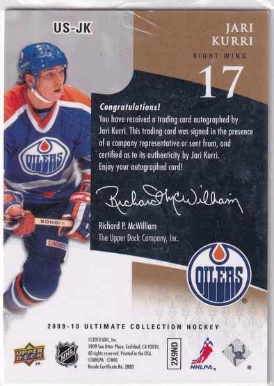  2009-10 Ultimate Collection Ultimate Signatures #USJK Jari Kurri