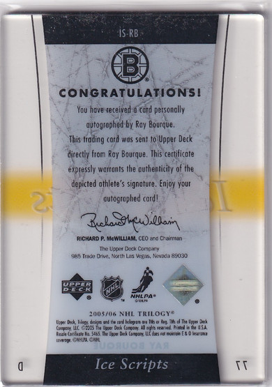  2005-06 Upper Deck Trilogy Ice Scripts #ISRB Ray Bourque