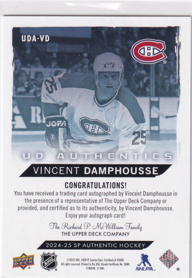  2024-25 SP Authentic UD Authentics Autographs #UDAVD Vincent Damphousse SP