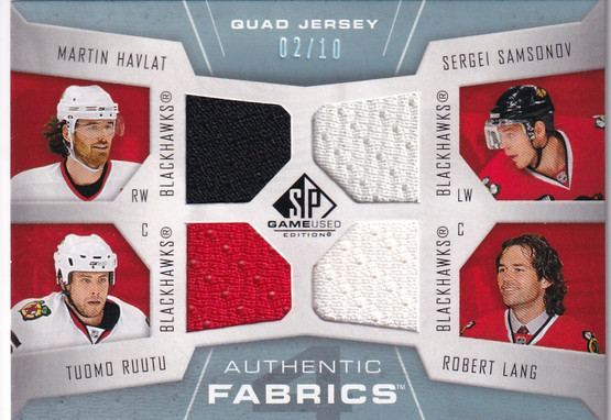 2007-08 SP Game Used Authentic Fabrics Quads #AF4CHI Sergei Samsonov/Robert Lang/Martin Havlat/Tuomo Ruutu /10