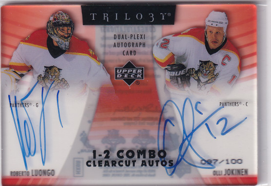  2006-07 Upper Deck Trilogy Combo Clearcut Autographs #C2LJ Roberto Luongo/Olli Jokinen /100