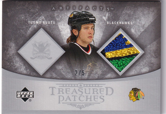  2005-06 Artifacts Treasured Patches Silver #TPTR Tuomo Ruutu /5