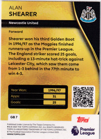 2025-26 Topps Premier League Golden Boot Alan Shearer