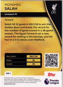 2025-26 Topps Premier League Golden Boot Mohamed Salah