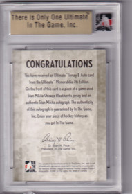  2006-07 ITG Ultimate Memorabilia Jerseys Autographs #39 Stan Mikita /50