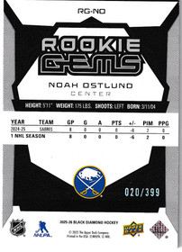  2025-26 Black Diamond Rookie Gems #RGNO Noah Ostlund /399