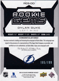  2025-26 Black Diamond Rookie Gems Signatures #RGSDD Dylan Duke/199
