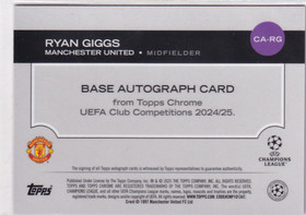 2024-25 Topps Chrome UEFA Ryan Giggs Auto Magenta Lava Refractor /75