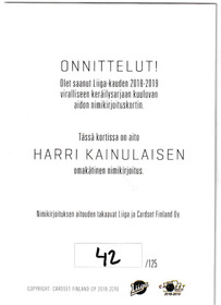 2018-19 Cardset Signature Harri Kainulainen /125