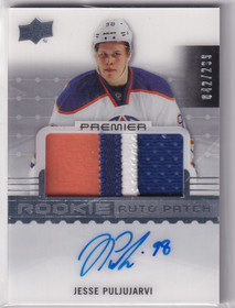 2016-17 Upper Deck Premier #103 Jesse Puljujarvi JSY AU/299 RC 2