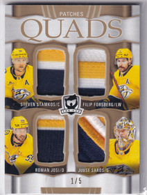 2024-25 The Cup Cup Quads Jerseys Gold Patch #C4SFJS Roman Josi/Steven Stamkos/Filip Forsberg/Juuse Saros /5