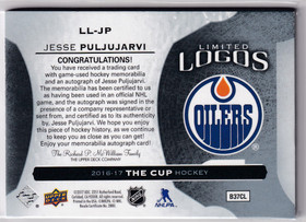  2016-17 The Cup Limited Logos Autographs #LLJP Jesse Puljujarvi/50