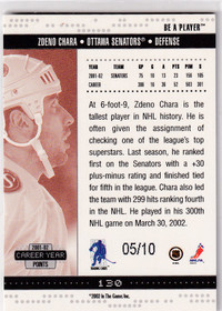  2002-03 BAP Memorabilia Emerald #130 Zdeno Chara /10