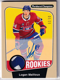  2024-25 Parkhurst Champions Patches #263 Logan Mailloux AU/25