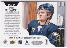  2018-19 Ultimate Collection Ultimate Access Material Autographs #UAACA Casey Mittelstadt /125