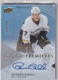  2013-14 Upper Deck Trilogy #191 Rickard Rakell AU/699 RC
