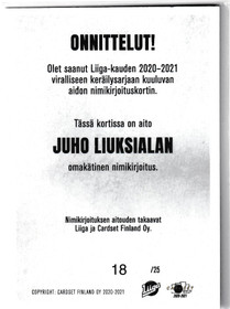 2020-21 Cardset Signature Limited Edition Juho Liuksiala /25