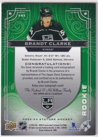  2022-23 Upper Deck Stature Autographs Green #141 Brandt Clarke/65