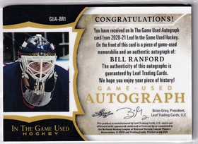  2020-21 ITG Used Memorabilia Autographs Platinum Blue #GUABR1 Bill Ranford/6