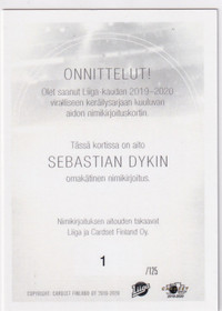 2019-20 Cardset Signature Sebastian Dyk /125