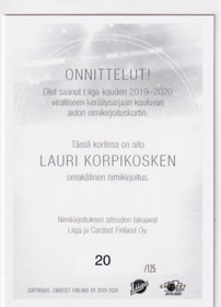 2019-20 Cardset Signature Lauri Korpikoski /125
