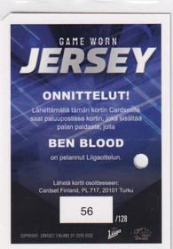 2019-20 Cardset Jersey Ben Blood /128