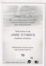 2019-20 Cardset Signature Janne Ritamäki /125